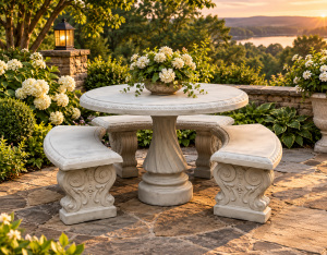 Round Table Set- Cast Stone Concrete
